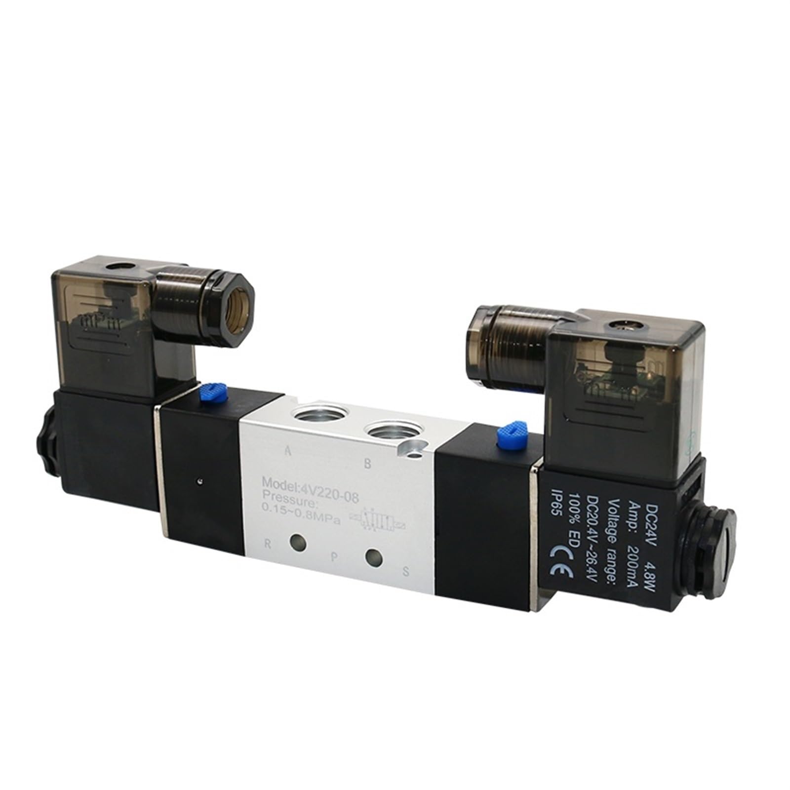 Zawór elektromagnetyczny 220 V Pneumatyczny 4V220-08 Powietrze 5 Way 2 pozycje 1/4 Quot Wewnętrzna cewka ze stopu DC 12V DC 24V AC110V 1 szt. (PC 6 mm Fittings, DC12)
