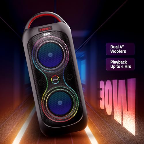 Image of Artis MS309 Wireless Bluetooth Party Speaker with with RGB Glow Lights, Bluetooth Connectivity, USB Input, FM Radio, TF Card Reader, Aux Port, & Wired mic (30W RMS)
