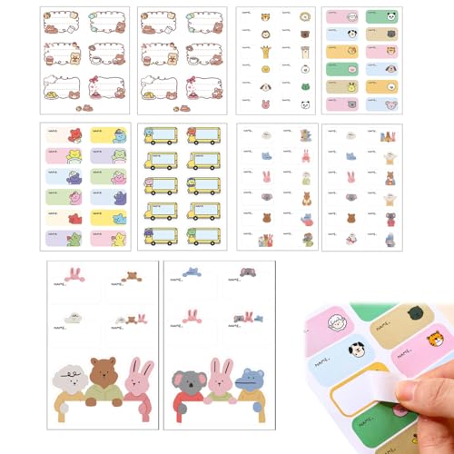 IEBTAWN 5 Pegatinas Personalizadas para Ropa, Etiquetas Termoadhesivas con Adorables Animales, para Marcar Utensilios Escolares, Botellas y Materiales de los Niños en la Escuela o Guardería