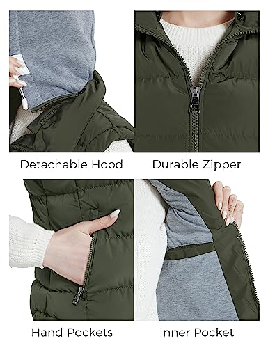 Zshow Women's Winter Padded Vest Removable Hooded Outwear Jacket (Army Green, X-Large) #TOP4