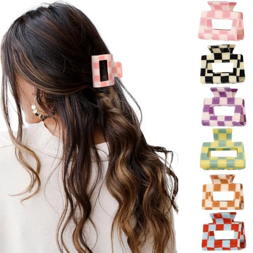 papasgix 6 pinzas de cabello a cuadros para cabello fino miniatura 1