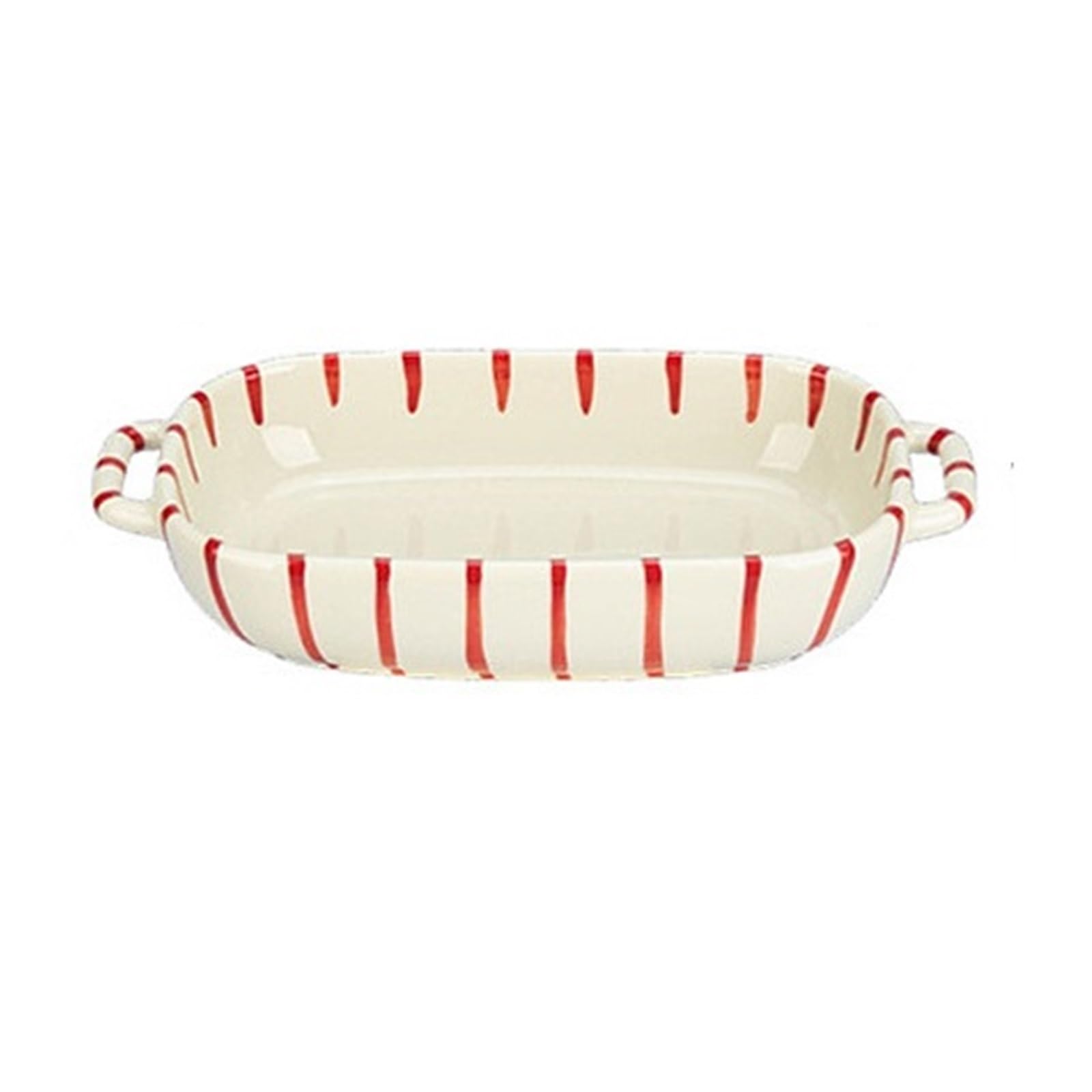 Plat Four Plat de Cuisson rectangulaire Rouge rayé avec poignées Plat Gratin