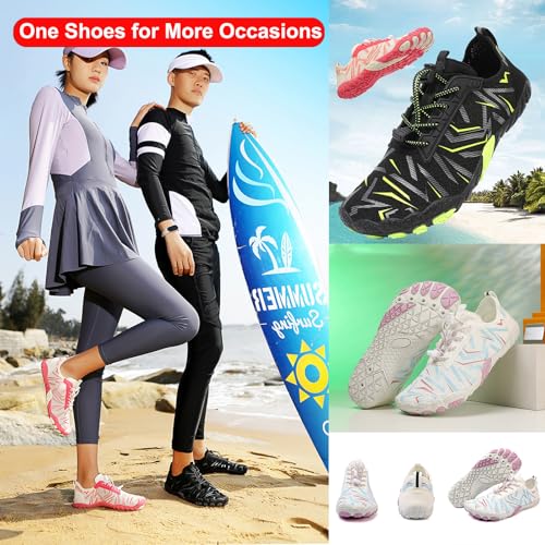 Image of Beach Water Shoes for Women Men Quick Dry Non-Slip Wide Toe Hike Barefoot Footwear for Beach Pool Aqua Swim Surf Walk