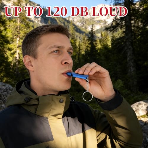 6 Pcs Emergency Whistle Loud Whistle with Key Chain Portable Outdoors Double Tubes Aluminum Whistles for Adults Hiking Camping Sports Fishing Hunting Boating Accessories – Bild 5