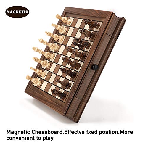 AMEROUS Ajedrez Magnético de Madera Juego Clásico 12.8 pulgadas miniatura 6