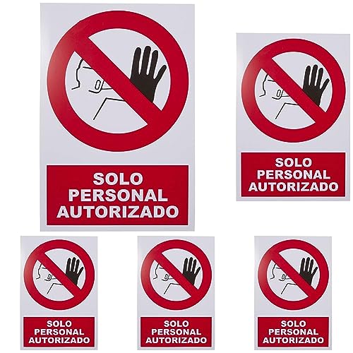 S21 Señalización PRR3010.G - Señal solo personal autorizado multicolor (Paquete de 5)