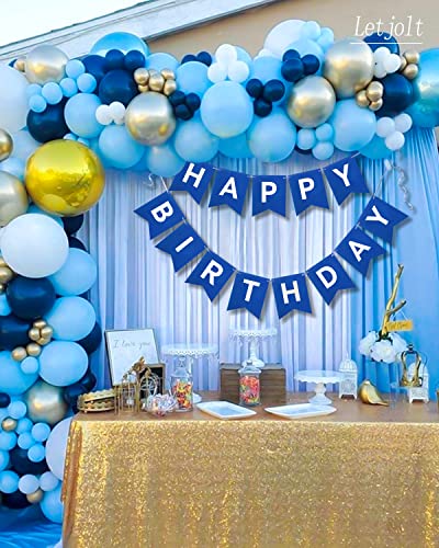 Image of Letjolt Navy Blue Happy Birthday Banner Nautical Theme 13pcs