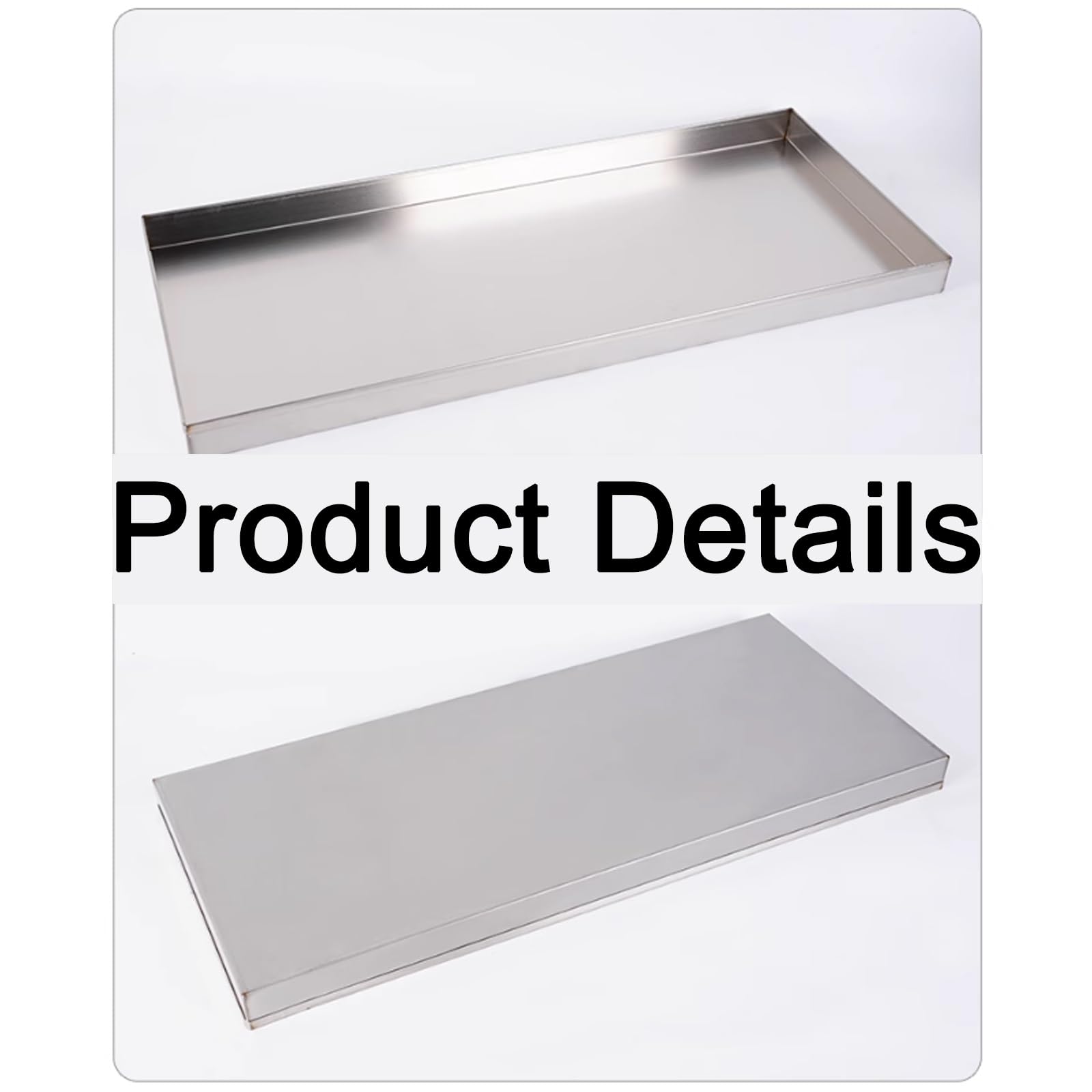 Vassoio di raccolta in acciaio inox, per la protezione del pavimento, senza foro di scarico, di grandi dimensioni, 80 x 60 x 5 cm