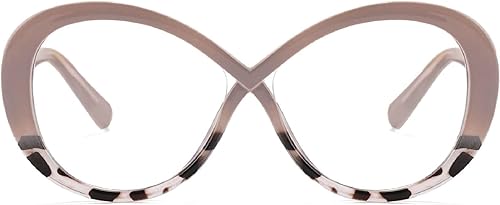 Miniatura 1 de mincl Gafas de gran tamaño con marco de color arcoíris con bloqueo de luz azul, gafas redondas de moda para mujer, antifatiga ocular y lector UV