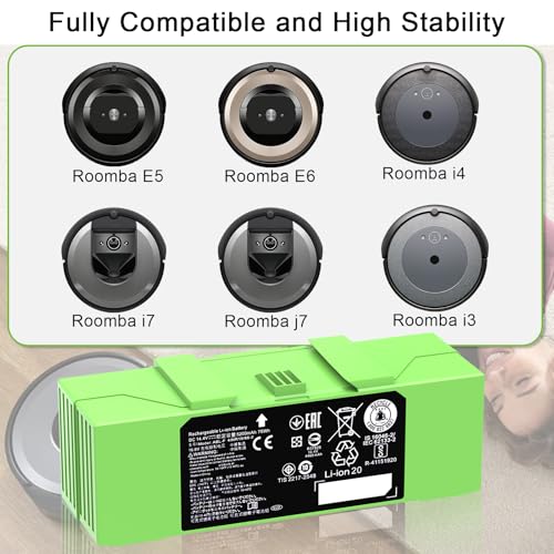 Image of ABL-F 75Wh Battery for iRobot Roomba i7 i7+ j7 j7+ 7158 7150 7550 7558 i3 i3+ 3150 i4 i4+ 4150 i8 and e5 e6 e5150 e6198 Replacement Battery for Roomba i & e & j Series 5200mAh