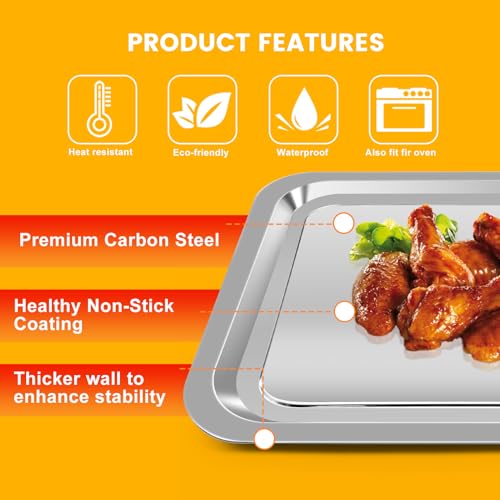 Image of Air Fryer Grill Pan for Emeril Lagasse Everyday 360 Air Fryer, 12''x10'' Stainless Steel Air Fryer Accessories Replacement Crisper Tray Bake Pan, Not fit for Emeril Lagasse 26 QT 25 QT French Door