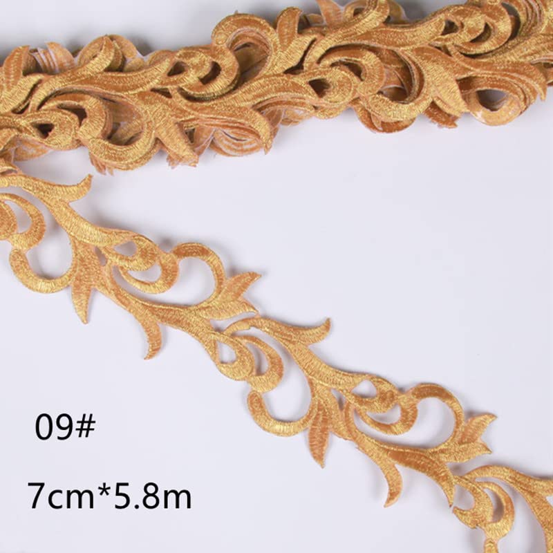 4 metri/lotto cos costume ricamo pizzo trim oro argento 3,5 cm abiti performance sul palco fai da te applique patch accessori in tessuto-14 golde
