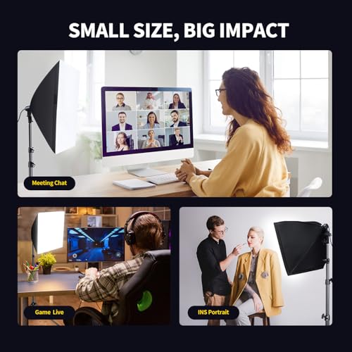 Image of Takerers Softbox Photography Lighting Kit, 3-Pack 16'' x 16'' Continuous Lighting Photo Equipment with 50W E27 Socket 5500K LED Bulb Photography Studio for Photography /Video Recording /Live Streaming