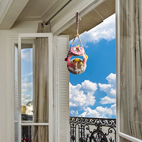 "Add a Natural Charm to Your Home with Handcrafted Blue Jute Balcony Hanging Birds Nest - Perfect for Decorating Hallways, Patios, Gardens, Trees, and More!"