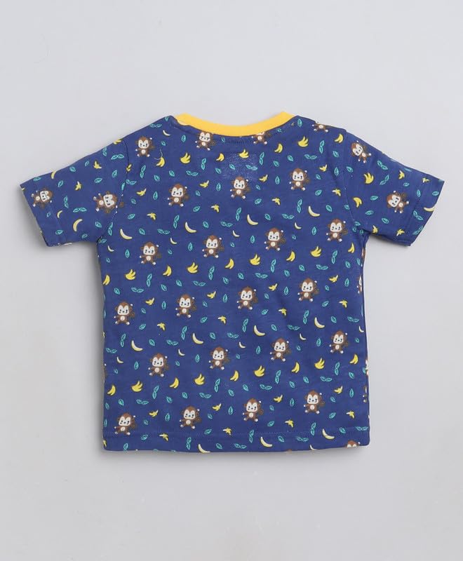 Image of BUMZEE Navy & Yellow Boys Half Sleeves T-Shirt & Short Set