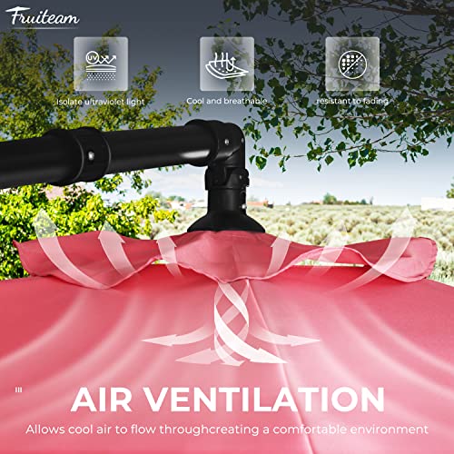 Image of FRUITEAM 10ft Patio Umbrella Fade-resistant Offset Hanging Umbrellas, Large Market Umbrella UV Protection, Outdoor Umbrella with Ventilation for Backyard, Deck, Garden