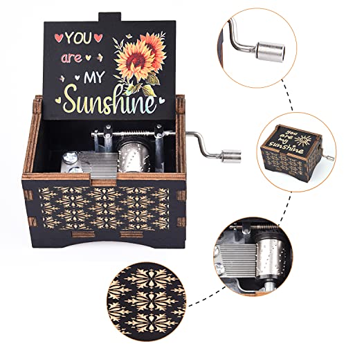 byykit You are My Sunshine Music Box,Wooden Hand Crank Engraved Music Boxes - image 4