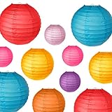 PartyOn!18 Pcs Colorful Paper Lanterns (Multicolor, Size 6