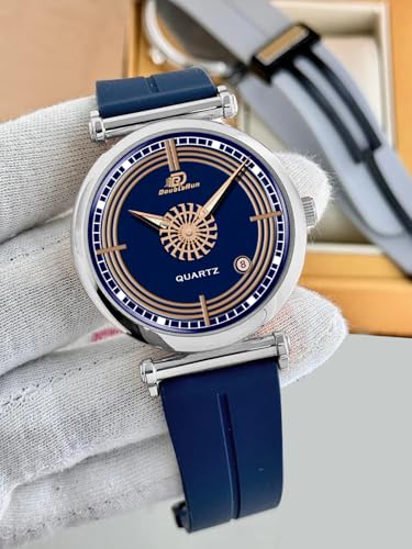 Image of DOUBLERUN Date Function White Color Silicone Strap Analog Wrist Watch for Men S 26-00-0