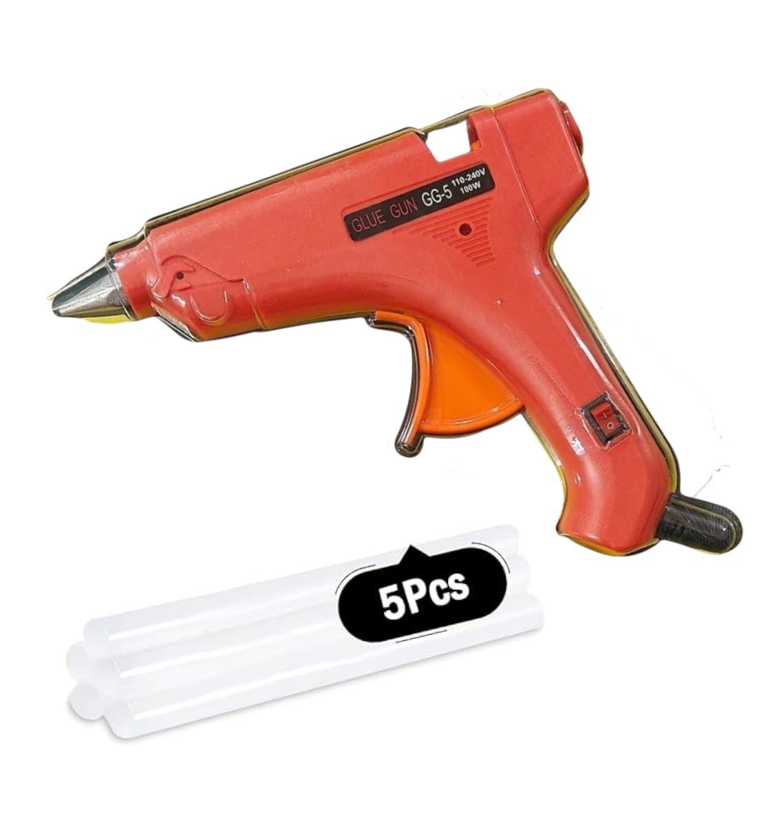 100W Hot melt Glue Gun (110-240V) Small Art Projects, for Gluing Crafts,Heavy Duty for Crafting, Fabric, Professional Tool with Stand, On Off Switch- Multicolor (5 Glue Sticks Free)-image-46