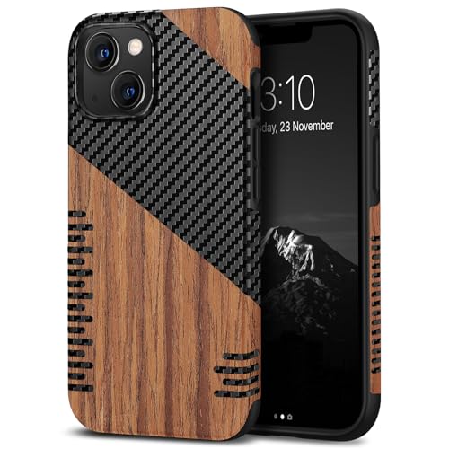 Coque iPhone 13 Mini bois et carbone TENDLIN étui hybride luxe
