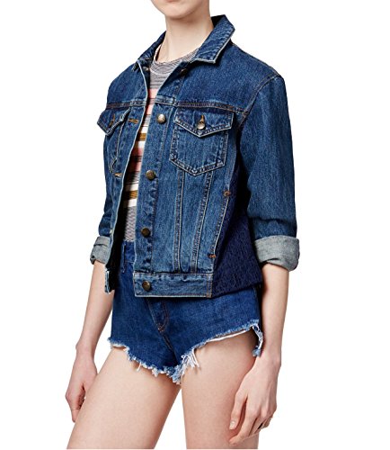 FREE PEOPLE Lace-Trimmed Denim Jacket (M)