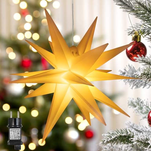 DBFAIRY 3D Leuchtstern Außen, 60cm Weihnachtsstern Beleuchtet mit...