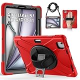 [Bandoulière Amovible et Réglable]: Cover ipad air 11 2026/2025/2024, facile à accrocher la tablette avec une bandoulière, pratique pour l'extérieur, les voyages et la famille.
