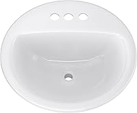 PROFLO PF194R Rockaway 19-Inch White Vitreous China Drop-In Bathroom Sink with Overflow & 4-Inch Centers