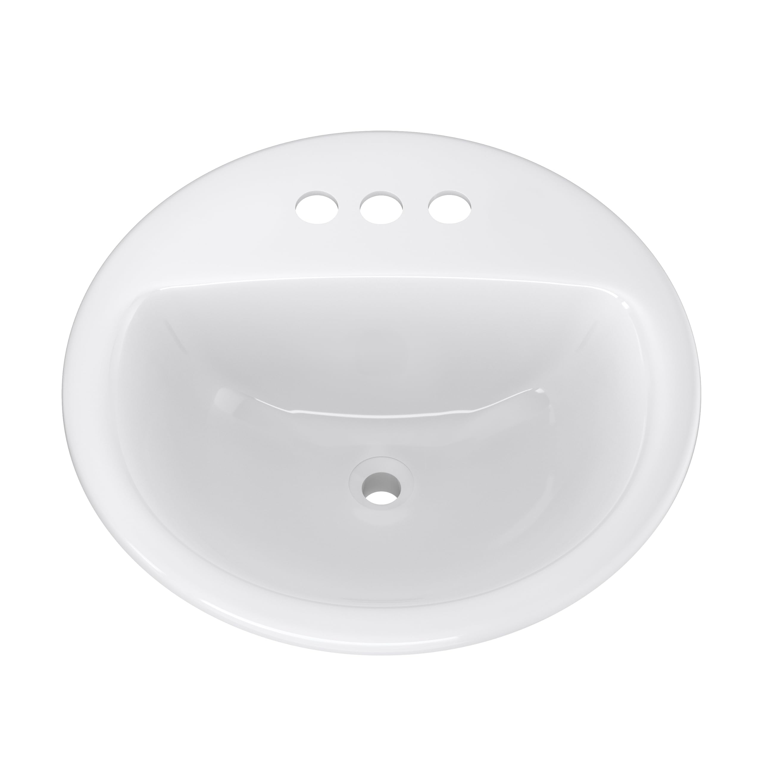 PF194R Rockaway 19" Circular Vitreous China Drop In Bathroom Sink with Overflow and 3 Faucet Holes at 4" Centers - White