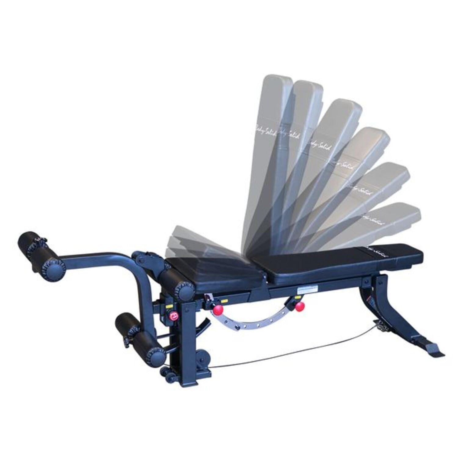 Body-Solid (GLEG) Adjustable Weight Bench with Cabled Leg Developer for Power Rack Weight Attachment, Foldable Workout Bench for Dumbbell Workouts, Incline Decline Bench