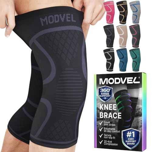 Modvel 2 Pack Knee Brace for Women & Men - Workout Knees Compression Sleeve for Knee Pain Relief Joint Support for ACL, Arthritis, Meniscus Tear Knees Brace for Sports, Rodilleras para Gym Fitness