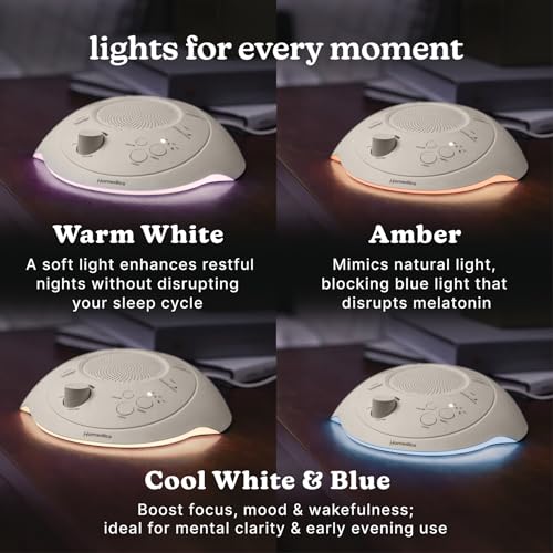 homedics sleep better portable sound machine night light12 soothing sounds including white noise rain and thunderstorm ultra-portable design auto-off timer ideal for travel amp baby sleep cream