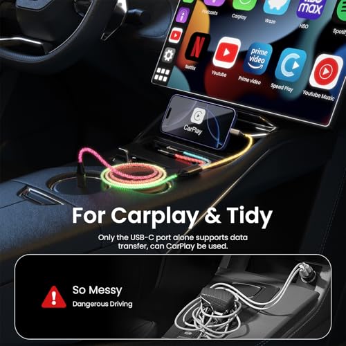 Cable múltiple de 66W con luz LED dinámica para carga rápida de iPad Pro y móviles Android 3