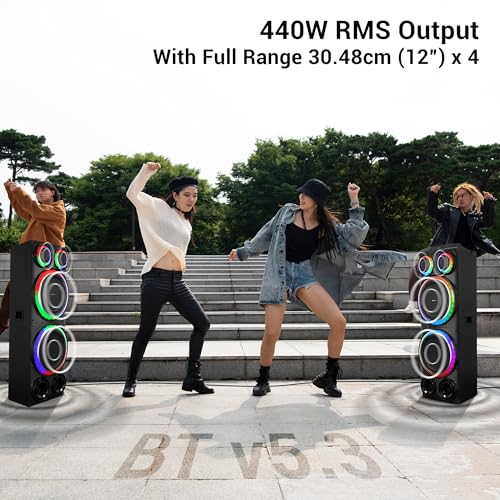 Image of ZEBRONICS VOX PRO 2.0 DJ Party Bluetooth Speaker, 420W, Karaoke & Record, BT v5.3 | Optical | Coaxial | USB | 2X Mic Input | Aux | SD | FM, Multicolor LED, 4 x 12 Full Range Drivers, 2X Wireless Mic