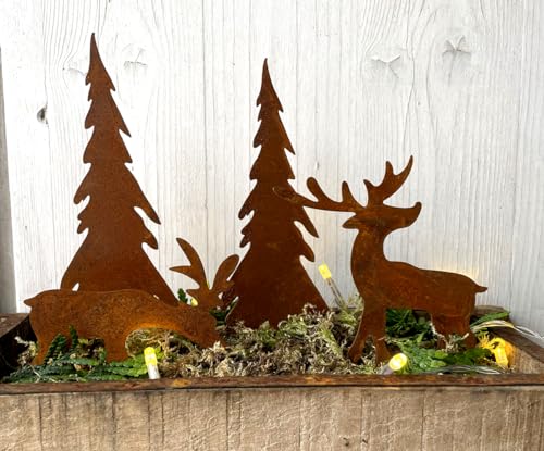 LB H&F 4er Set ROSTSTECKER Elch/Bäume Adventsdeko Weihnachtsdeko Gartendeko Edelrost Tannenbaum Dekoration Hirsch Dekofigur Adventskranz Herbst Winter Metall Rost LB H&F 4er Set ROSTSTECKER Elch/Bäume Adventsdeko Weihnachtsdeko Gartendeko Edelrost Tannenbaum Dekoration Hirsch Dekofigur Adventskranz Herbst Winter Metall Rost