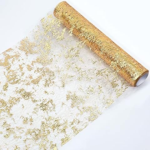 Camino de Mesa Brillante de Oro con Lámina Dorada Cover