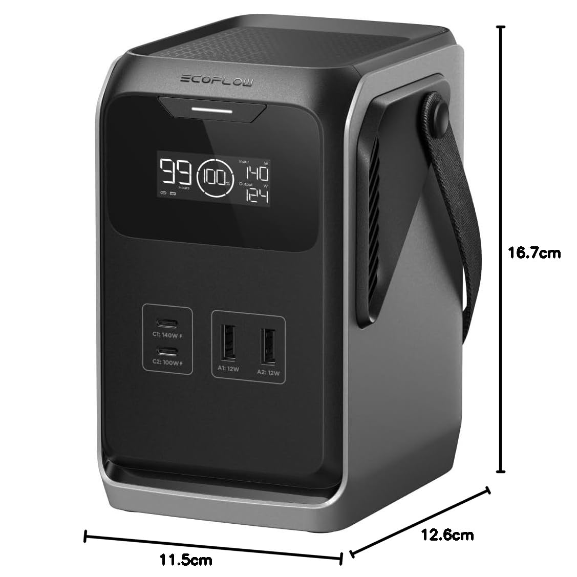 Power station portatile EcoFlow TRAIL 200 DC 192 Wh, batterie LFP | Ultraleggere con maniglia, generatore solare 220 W, ricarica rapida, 4 uscite, a prova di caduta, 0 db per campeggio