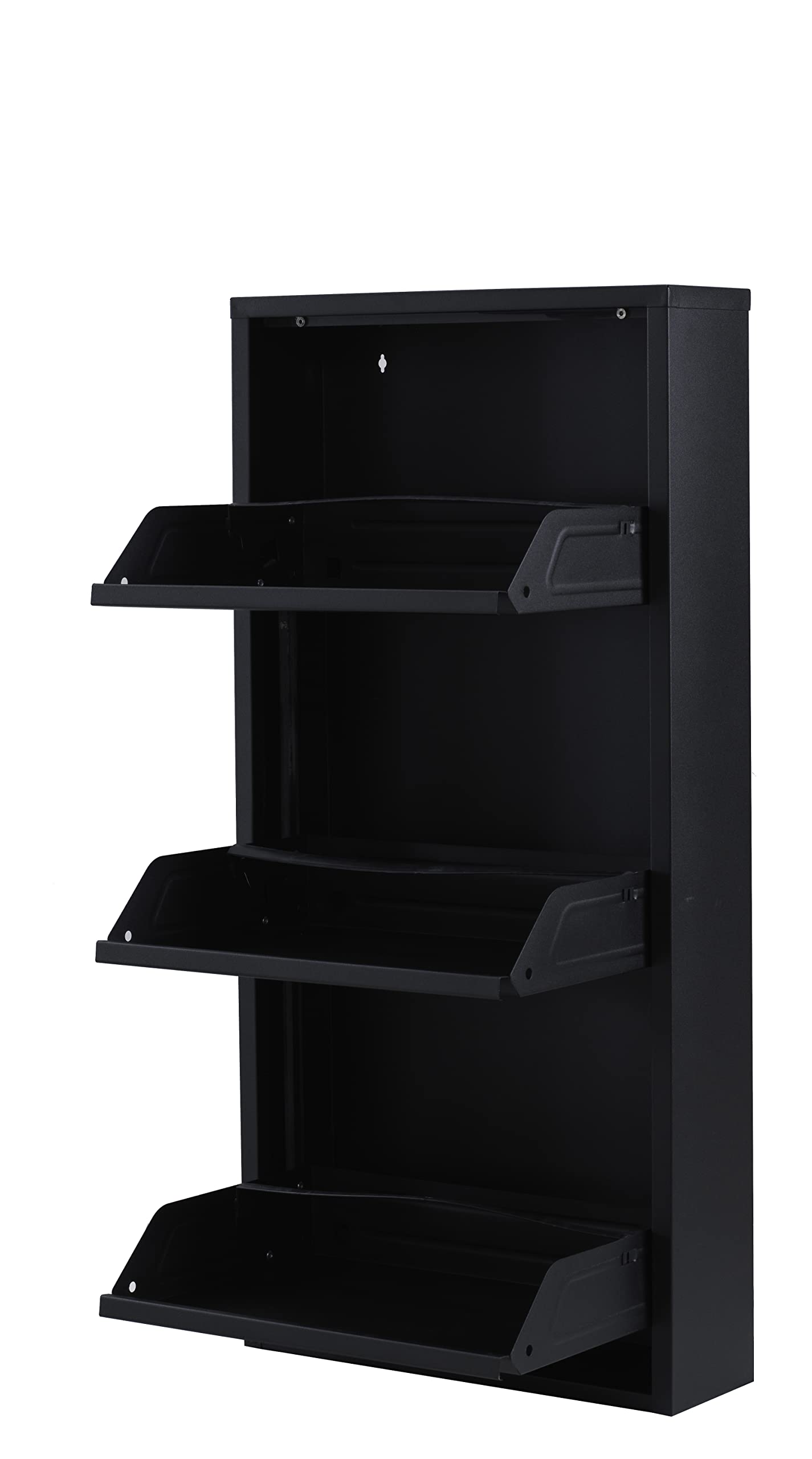 Alveon Flip Drawer Shoe Cabinet, Storage Organizer, Freestanding Shoe Rack, Wall Mounted No-Assembly (Black, 3 Drawer)