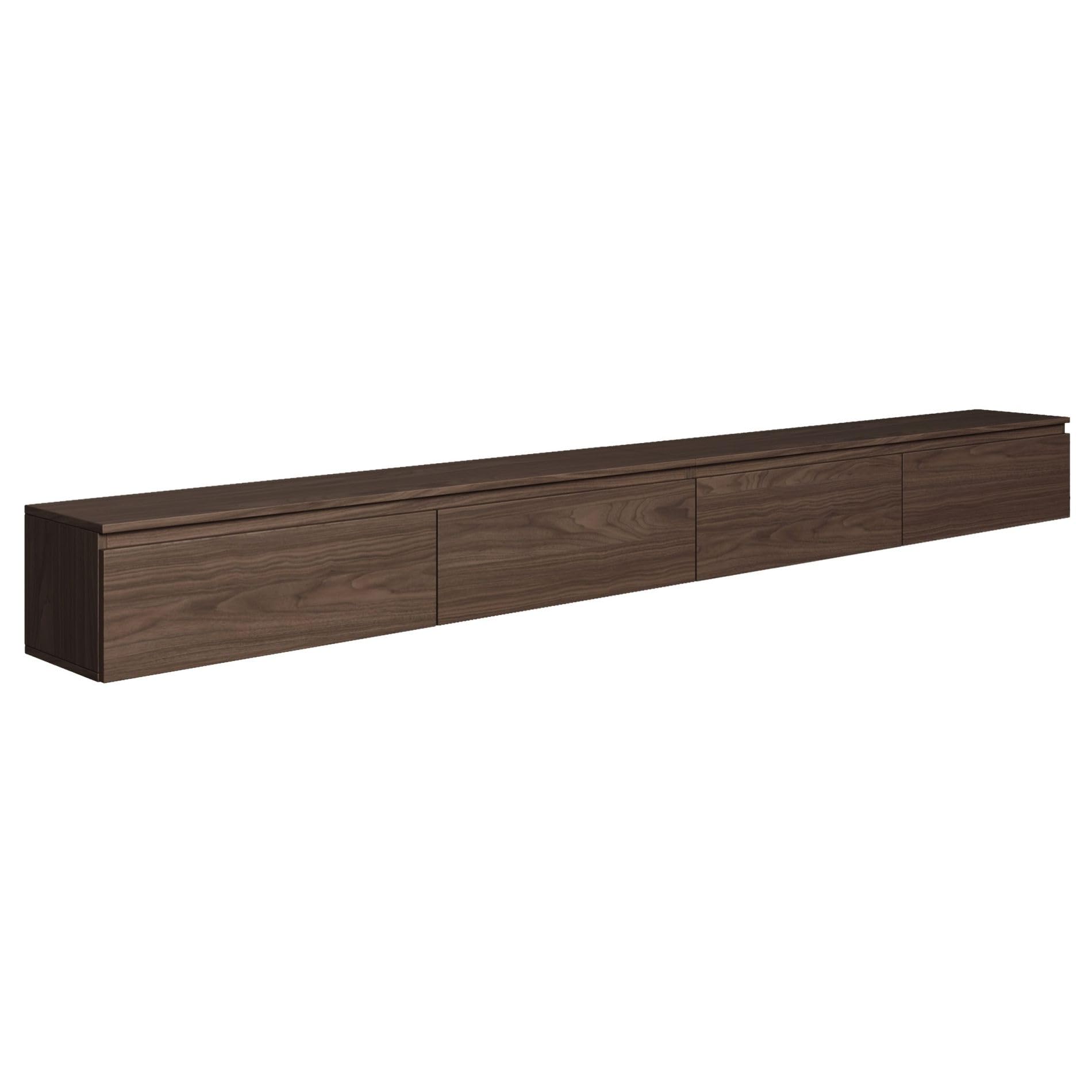 Selsey Mobile Porta TV Sospeso Noce Wisconsin 300 cm Design Moderno con Struttura Sospesa 4 Vani Ampi Pannelli di Truciolato 16 mm Portata Massima 8 kg per Ripiano Elegante per Soggiorno Moderno