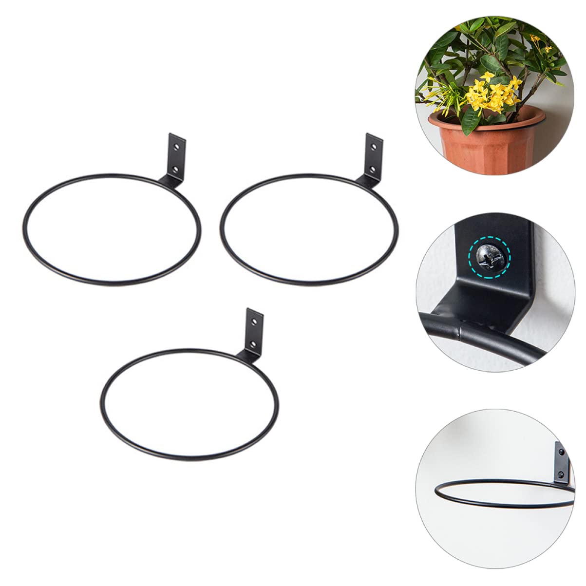 Zerodeko 3pièces Support Mural Pour Pot De Fleurs Crochet Suspendu Fer Support Pour Jardinière Crochets De Suspension Pour Pot De Fleur