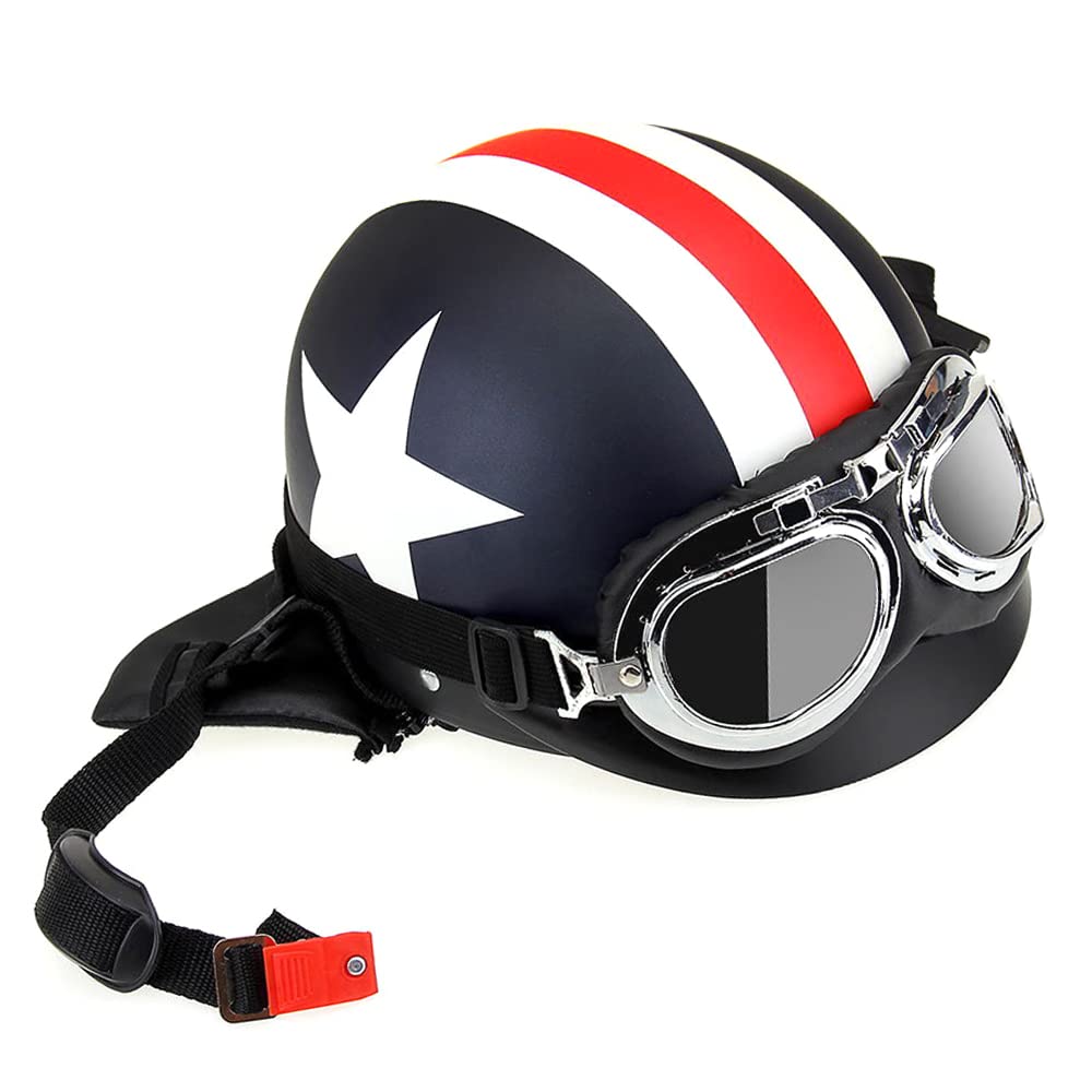 GoolRC Casco de Moto Medio Abierto con Gafas Visor Bufanda Casco de Motociclista Scooter Touring