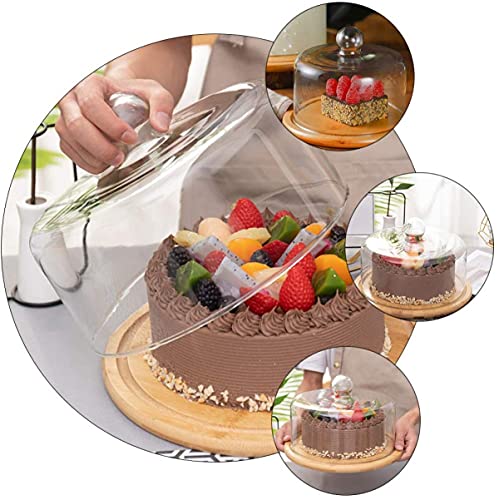 Käseglocke Glashaube mit Holzplatte, Glas-Kuchenkuppel und Bambus-Servierbrett für Käse- und Kuchen-Displays