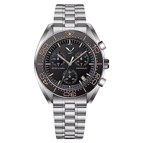 TACTO Specht&Sohne - Reloj deportivo japonés con cronógrafo de cuarzo VK68 Movt de acero inoxidable, cristal de zafiro, luminoso, resistente al agua, Color-4, pulsera TACTO Specht&Sohne - Reloj deportivo japonés con cronógrafo de cuarzo VK68 Movt de acero inoxidable, cristal de zafiro, luminoso, resistente al agua, Color-4, pulsera