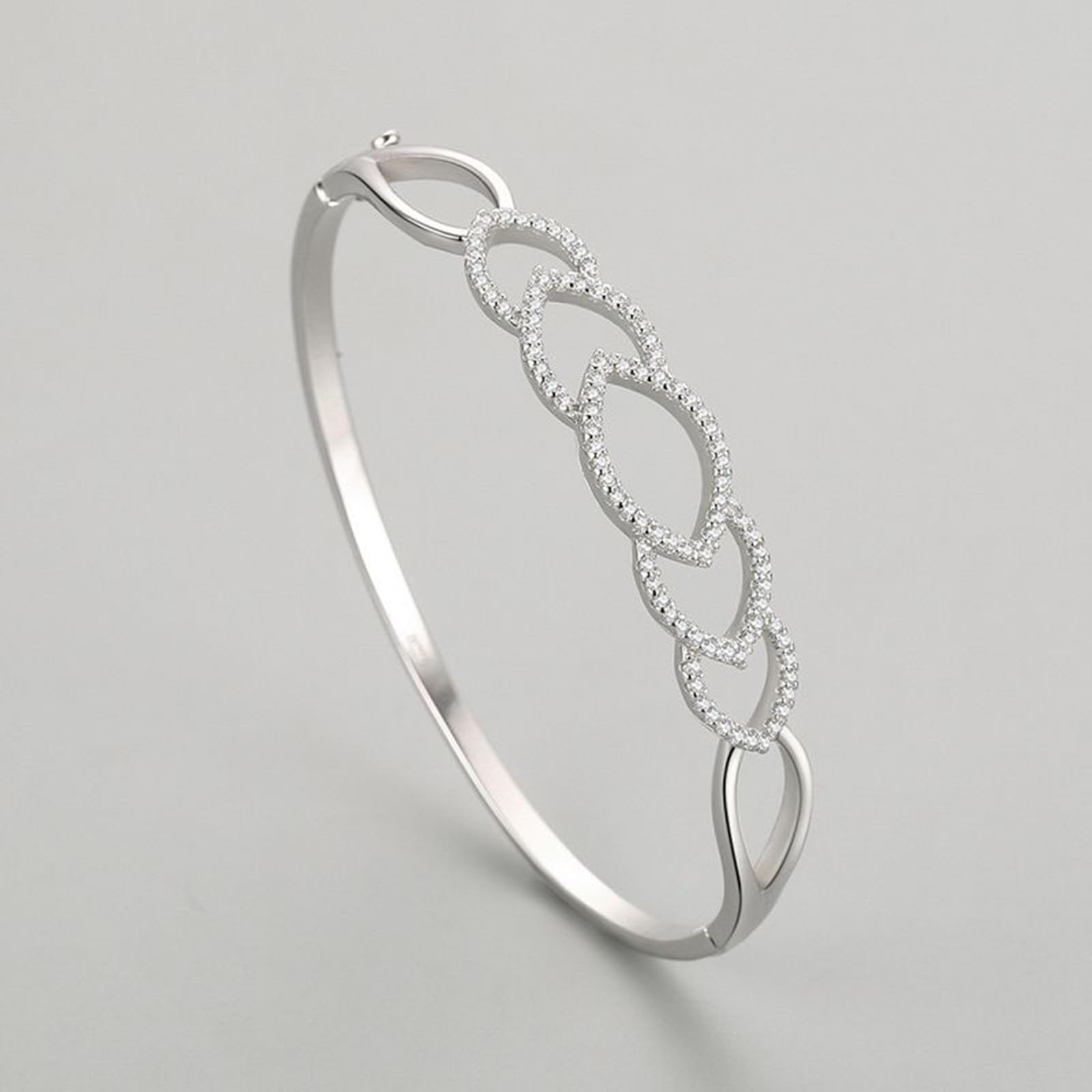Pulseras huecas de mejor amiga para mujer con moissanita, pulseras para parejas, oro blanco de 9K/14K/18K/Pt950, 17CM, Oro blanco, Moissanite