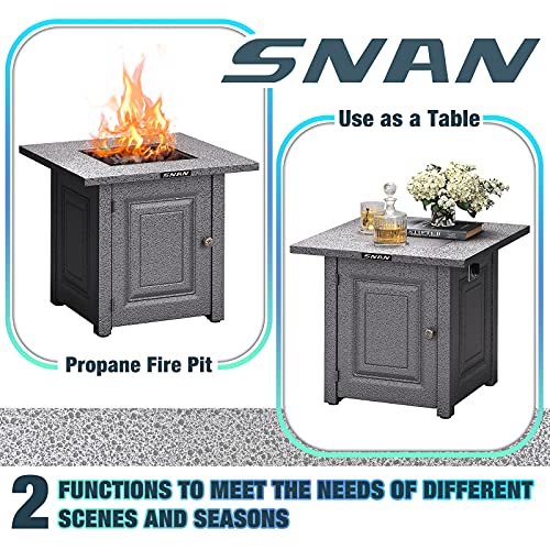 Gas-Propane-Fire-Pit-Table-SNAN-28-Inch-2021-Upgrade-Outdoor-Companion-Auto-Ignition-Advanced-Texture-Black-Strong-Steel-Surface-Adjustable-Flame-CSA-Certification-for-GardenPatioCourtyard