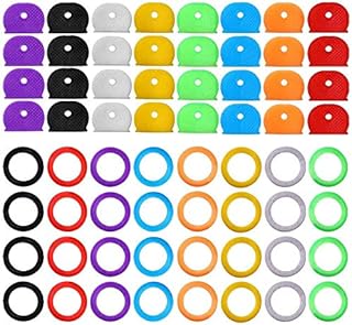 64PCS Key Caps Covers, BetterJonny Rubber Key Cover, Colorful Key Tags, Strong Toughness Key Identifier ID Rings Perfect Coding System to Tag Your Keys