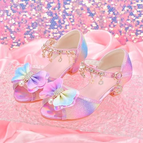 Image of Little Girls Princess Wedding Sandals Children's Crystal High Heels Dress Shoes Performance Evening Party Flower Girl Formal Dress Shoes Toddler Big Kid Toddler