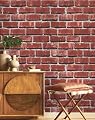 Fititem Red Brick Wallpaper Peel and Stick Contact Paper for Wall Faux 3D Brick Self Adhesive Contact Paper Rustic Removable Wallpaper for Fireplace Kitchen Bedroom Bathroom Waterproof 17.3inW 78.7inL