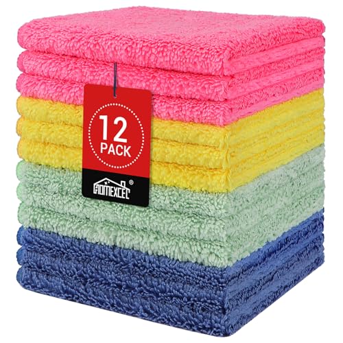 HOMEXCEL Microfiber Washcloths 12 Pack, Highly Absorbent and Soft Face